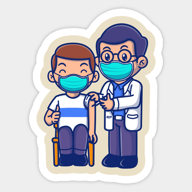 Cute Doctor Injecting Male Patient Cartoon Sticker by Catalyst Labs